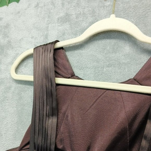 ADRIANNA PAPELL Boutique Women Halter Pencil Dress Brown Satin Size 8 - Picture 10 of 12